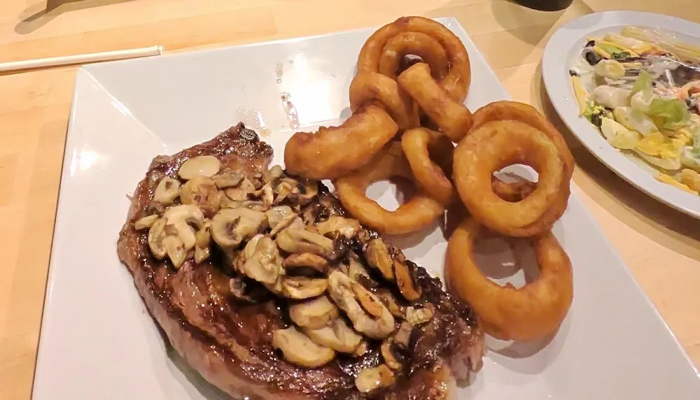 Sirloin Steak Dinner with Onion Rings